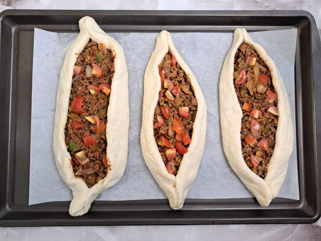 Turkish Pide shaped and filled